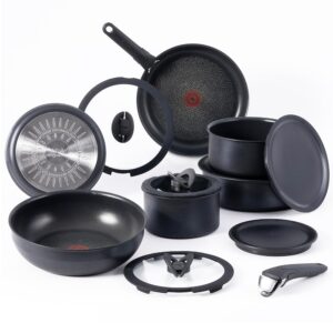 T-fal Ingenio Experience 14-Piece Non-Stick Cookware Set – Induction and Oven Secure as much as 500°F, That includes Removable Deal with, Preferrred for Kitchen, Pots and Pans, RV, Tenting, and…