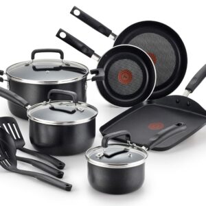 T-fal Signature 12-Piece Nonstick Cookware Set – Oven and Broiler Secure As much as 350°F, Contains Fry Pans, Saucepans, Sauté Pan, Dutch Oven, and Griddle for Residence Kitchen Cooking